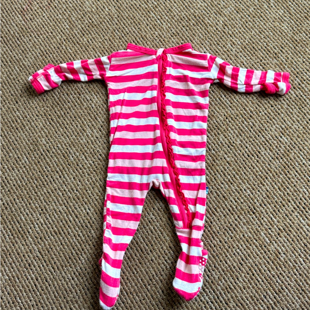 Kickee Pants pink striped onesie